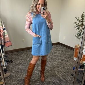NEW Denim Patch Pocket Shift Dress